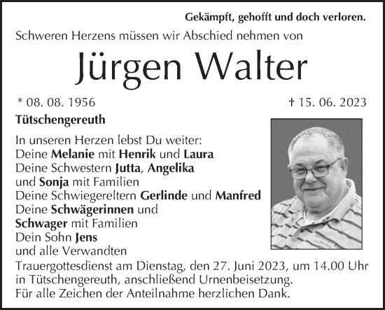 Anzeige von Jürgen Walter von MGO