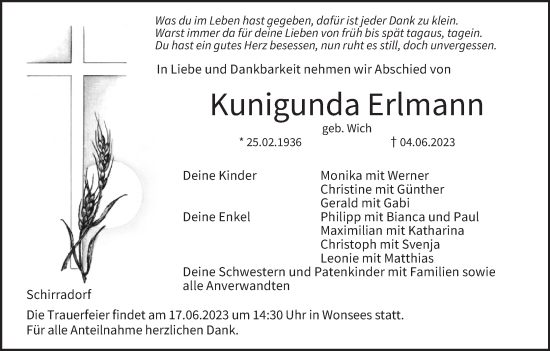 Anzeige von Kunigunda Erlmann von MGO