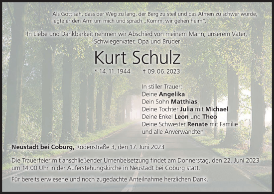 Anzeige von Kurt Schulz von MGO