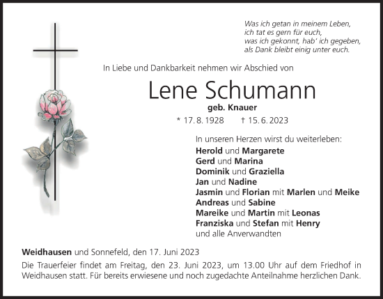 Anzeige von Lene Schumann von MGO