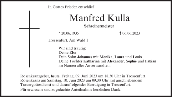 Anzeige von Manfred Kulla von MGO