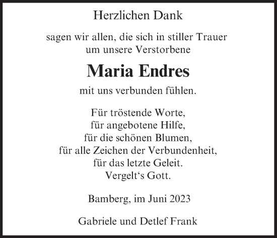 Anzeige von Maria Endres von MGO