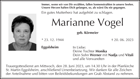 Anzeige von Marianne Vogel von MGO