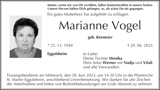Anzeige von Marianne Vogel von MGO