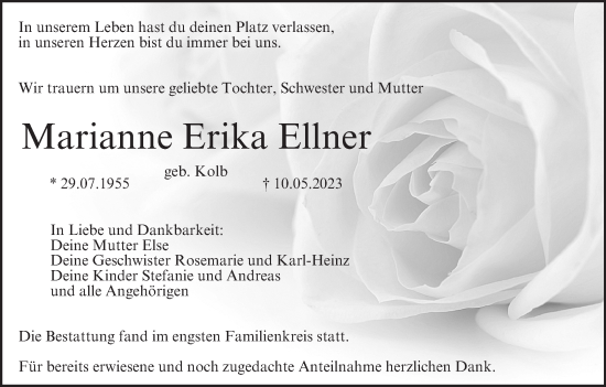 Anzeige von Marianne Erika Ellner von MGO