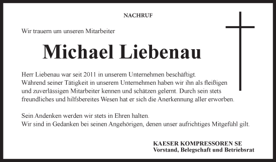 Anzeige von Michael Liebenau von MGO