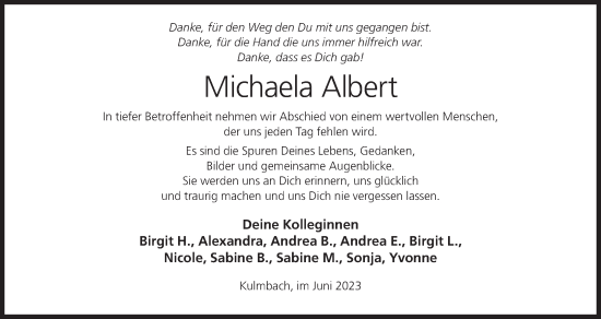 Anzeige von Michaela Albert von MGO