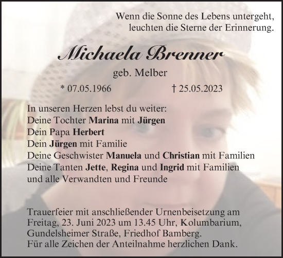 Anzeige von Michaela Brenner von MGO