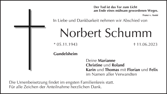 Anzeige von Norbert Schumm von MGO