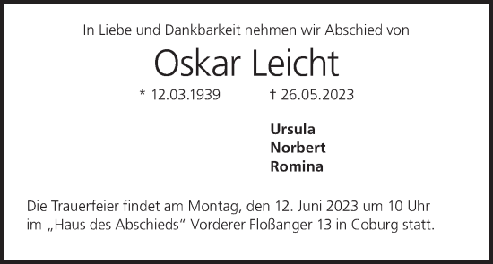 Anzeige von Oskar Leicht von MGO