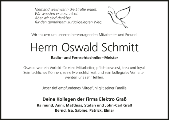 Anzeige von Oswald Schmitt von MGO