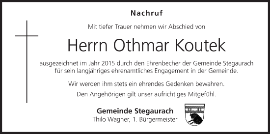 Anzeige von Othmar Koutek von MGO