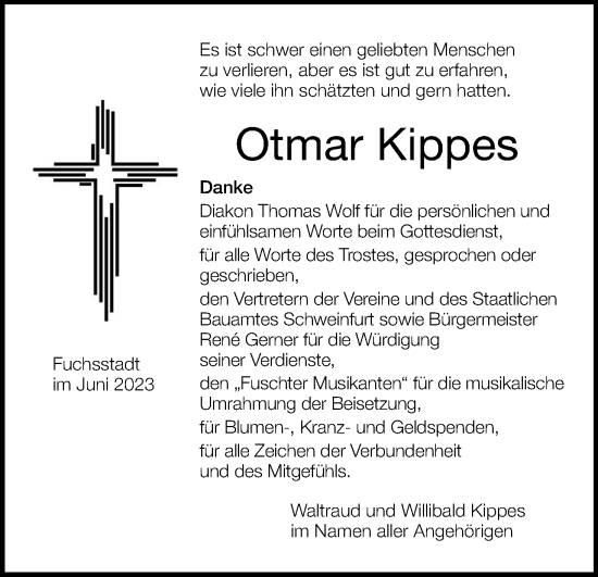 Anzeige von Otmar Kippes von MGO