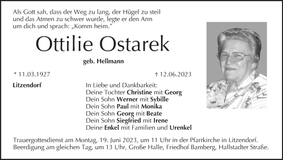 Anzeige von Ottilie Ostarek von MGO