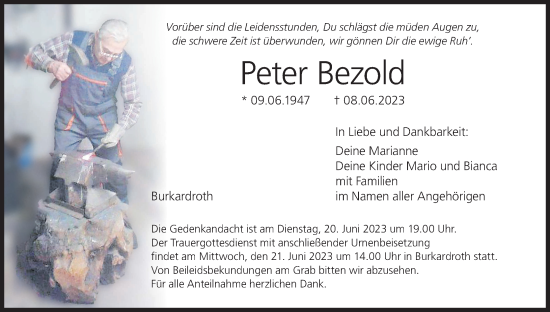Anzeige von Peter Bezold von MGO