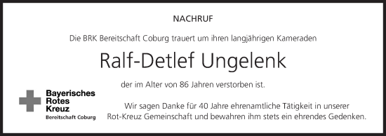 Anzeige von Ralf-Detlef Ungelenk von MGO