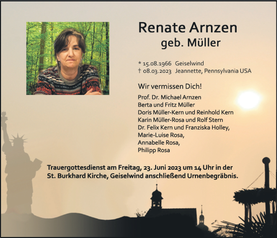 Anzeige von Renate Arnzen von MGO