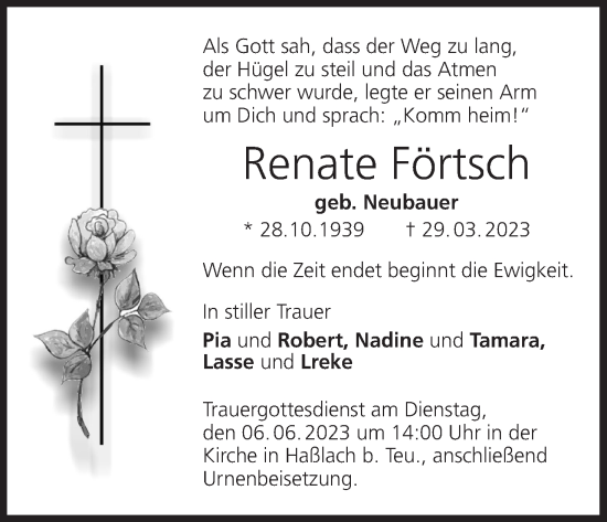 Anzeige von Renate Förtsch von MGO