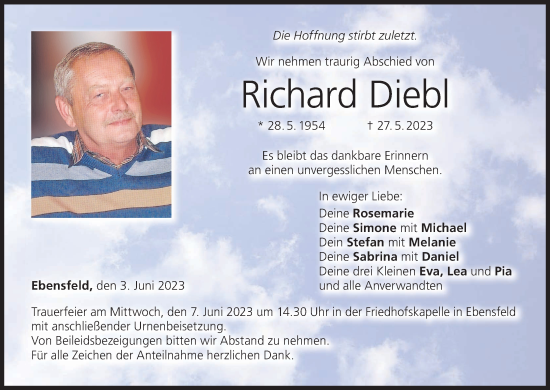 Anzeige von Richard Diebl von MGO