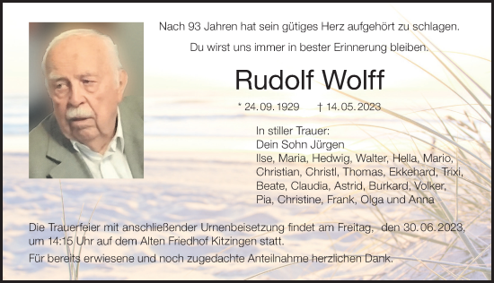 Anzeige von Rudolf Wolff von MGO
