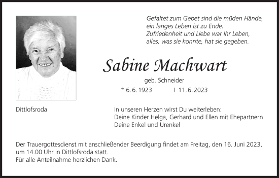 Anzeige von Sabine Machwart von MGO