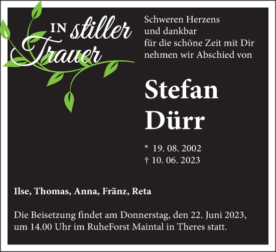 Anzeige von Stefan Dürr von MGO