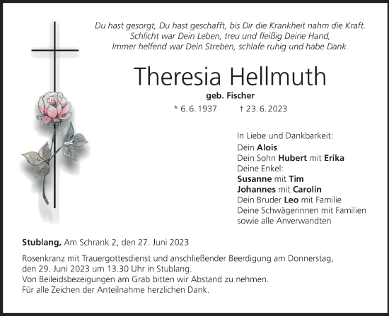 Anzeige von Theresia Hellmuth von MGO