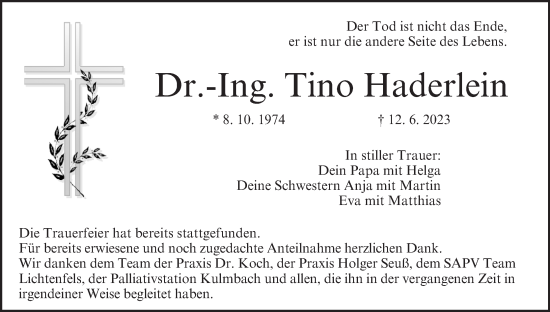 Anzeige von Tino Haderlein von MGO