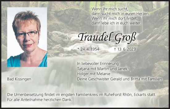 Anzeige von Traudel Groß von MGO