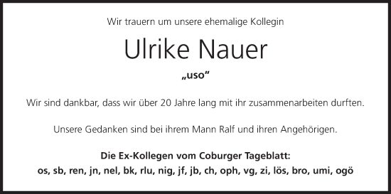 Anzeige von Ulrike Nauer von MGO