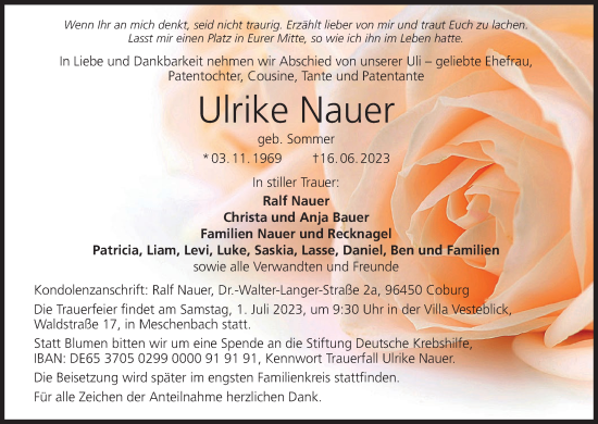 Anzeige von Ulrike Nauer von MGO