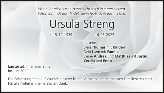 Anzeige von Ursula Streng von MGO