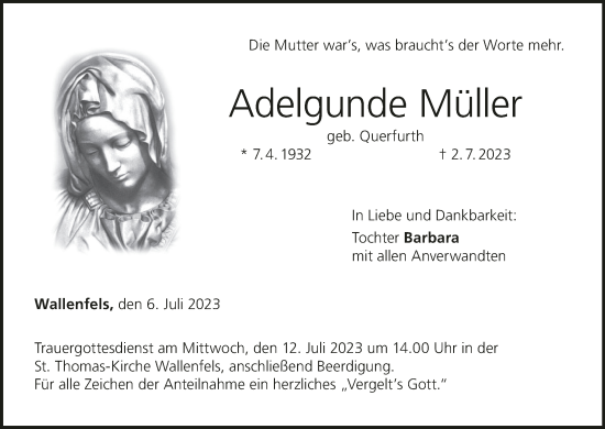Anzeige von Adelgunde Müller von MGO