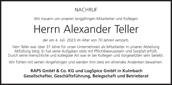 Anzeige von Alexander Teller von MGO