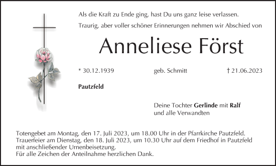 Anzeige von Anneliese Först von MGO