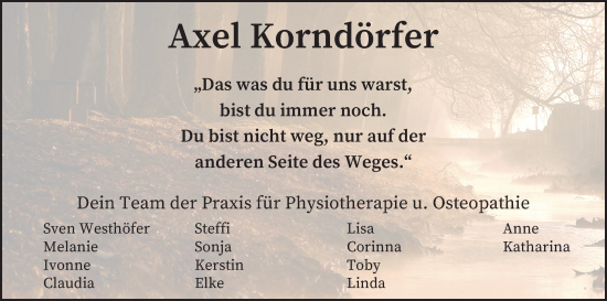 Anzeige von Axel Korndörfer von MGO