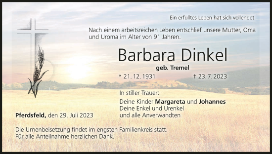 Anzeige von Barbara Dinkel von MGO