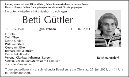 Anzeige von Betti Güttler von MGO