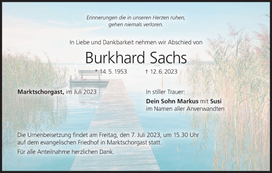 Anzeige von Burkhard Sachs von MGO
