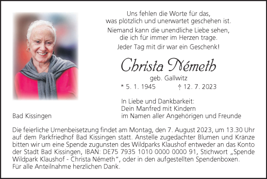 Anzeige von Christa Németh von MGO