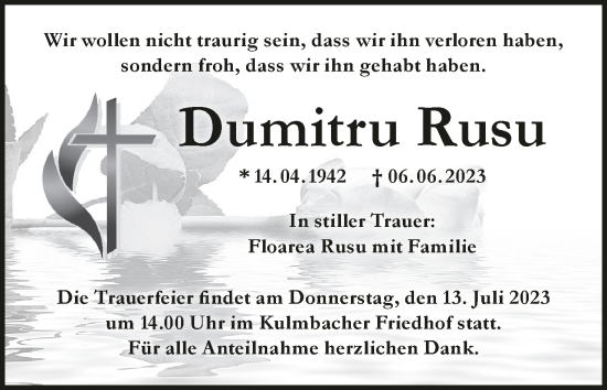 Anzeige von Dumitru Rusu von MGO