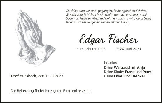 Anzeige von Edgar Fischer von MGO