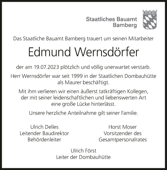 Anzeige von Edmund Wernsdörfer von MGO