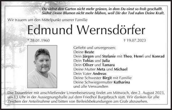Anzeige von Edmund Wernsdörfer von MGO