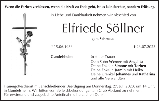 Anzeige von Elfriede Söllner von MGO