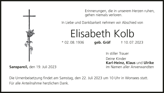 Anzeige von Elisabeth Kolb von MGO