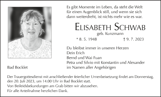 Anzeige von Elisabeth Schwab von MGO