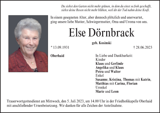 Anzeige von Else Dörnbrack von MGO