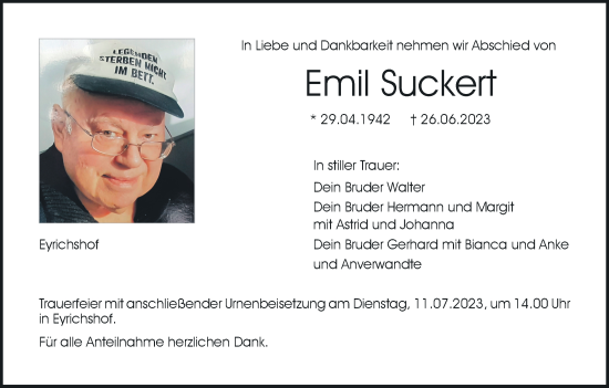 Anzeige von Emil Suckert von MGO