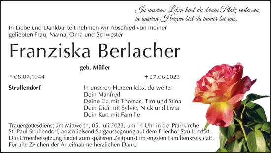 Anzeige von Franziska Berlacher von MGO